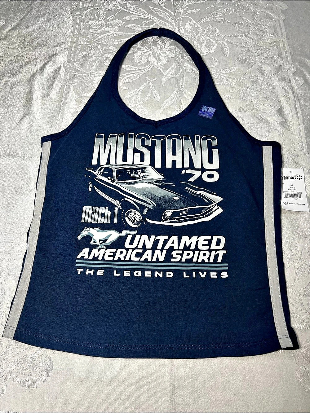 Women's Halter Top Ford Mustang '70 Graphic Tank Top Blue M 8-10